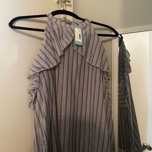 Blue and White Striped Top